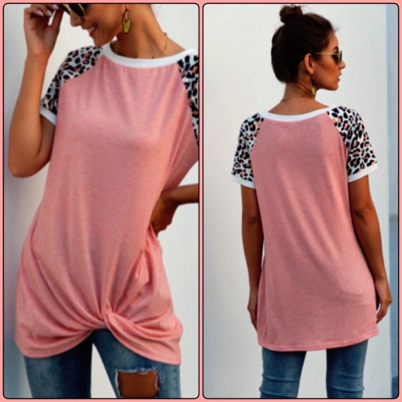 Twisted Pink Heather Leopard Raglan SZ L! NEW! - Picture 5 of 9